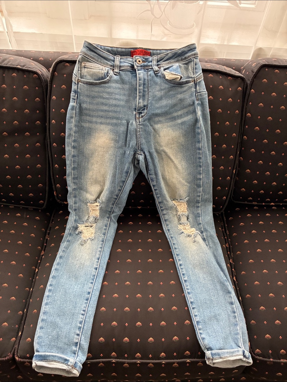 Wax Jean Light Blue Distressed Skinny Jeans